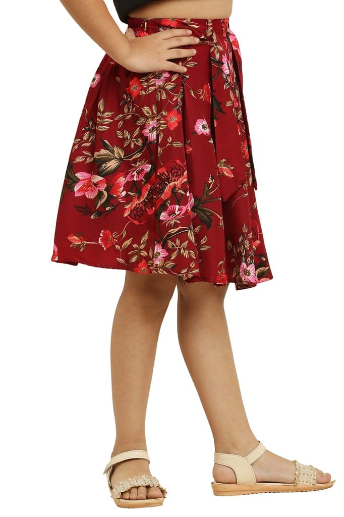 Cute Fancy Brown & Cream Pair Skirt For Girls. view 3