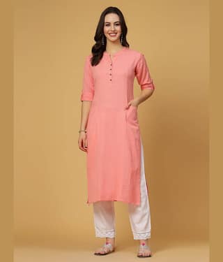 Pistaa Cotton Solid Straight Women's Kurti - Green ( Pack of 1 )