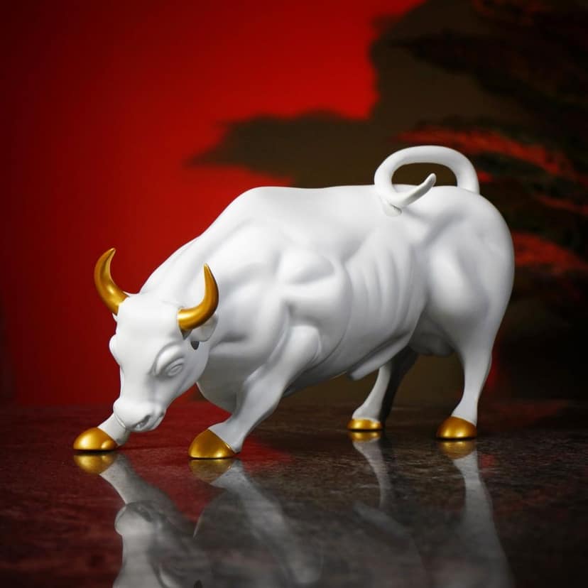 Artarium Abstract Art Bull Showpices for Living Room Charging Bull Statue Sculpture Ornament Animal Figurines for Table Decor Gifting Home Decoration Car Accessory (1 Piece) (White) view 2