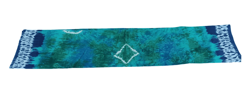 Tie-Dye Fabric Ensemble - Navy, Teal & Green Cotton Saree view 3