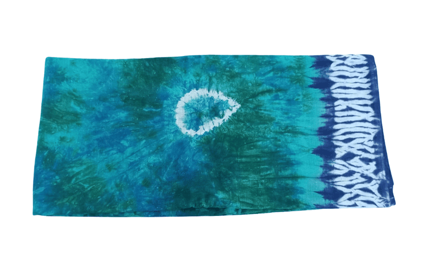 Tie-Dye Fabric Ensemble - Navy, Teal & Green Cotton Saree view 4