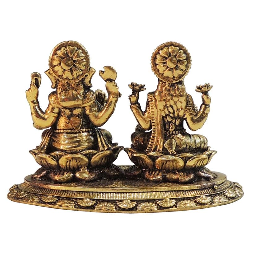 Brass Ganesh Laxmi Idol � Lakshmi Ganesh Brass God Statue for Diwali, Height : 2 Inch (BSMAS1820 D) view 3