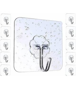 ADISON Sticker Hooks Pack of 10 Pcs Wall Sticker Hooks Can Hold Upto 2 Kgs