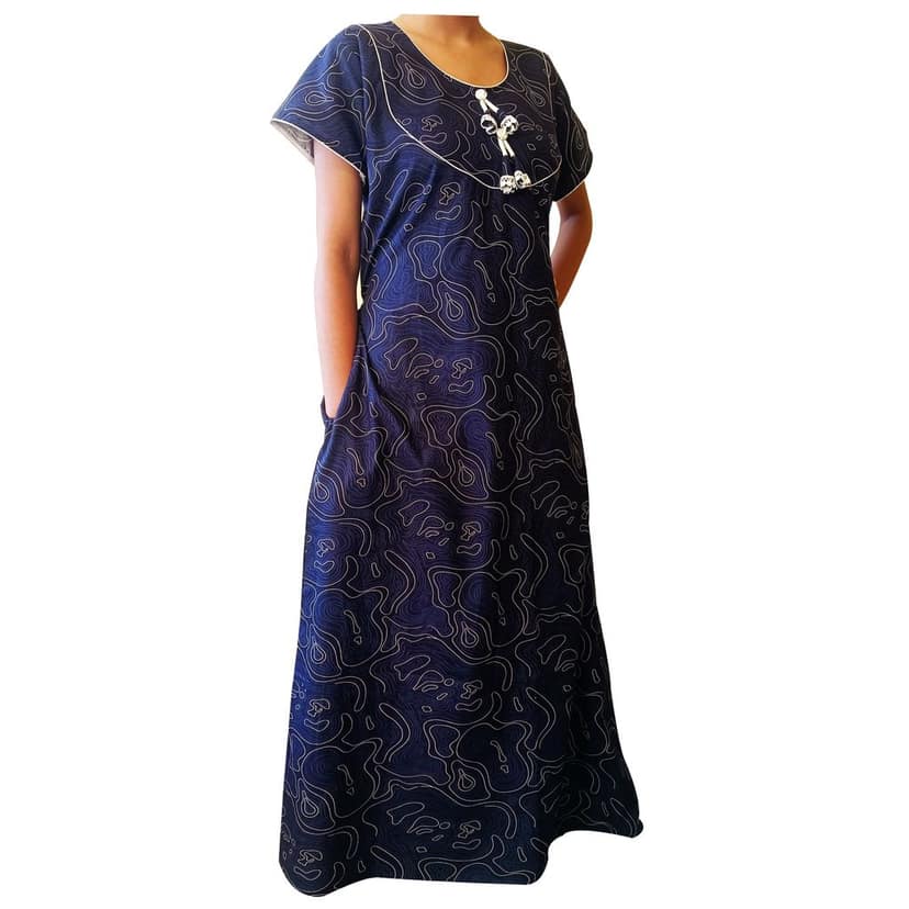 Women's Cotton Maxi Nightgown - Soft and Breathable Sleepwear Dress with Pockets