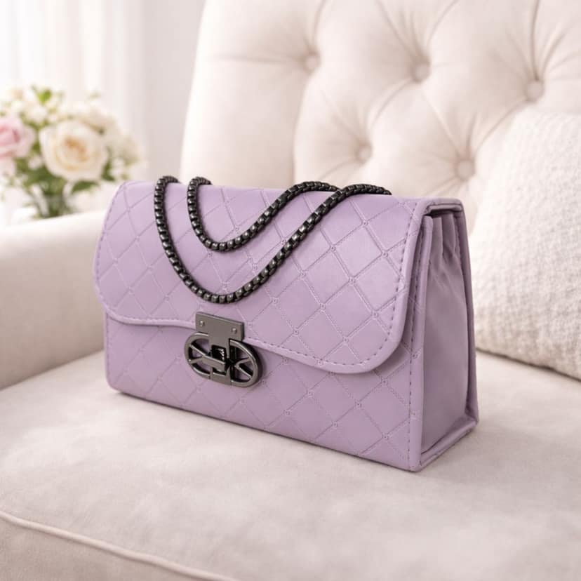 Quilted Design Sling Bag For Women | Chain Strap | Trendy Shoulder Bag