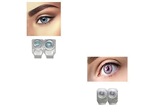 BLUE AND VIOLET MD SPARKLE 2 PAIR MONTHLY COLOR CONTACT LENS WITH CASE, LENS HOLDER AND 60 ML SOLUTION (PACK OF 2 PAIR)