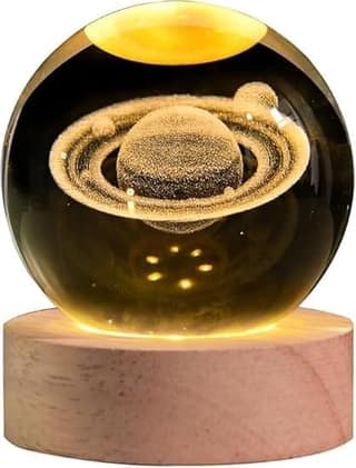 3D Crystal Ball Night Light, Solar System Ball Night Lamp with Wooden Base Fantasy Decoration Crystal Ball LED Night Light Bedroom Decor ( Solar System )