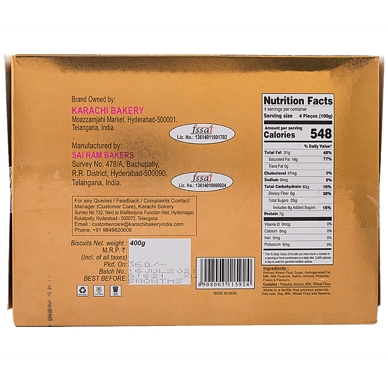 Karachi Bakery Pista Almond Biscuits - Healthy, Crispy, No Preservatives, 400 g view 2