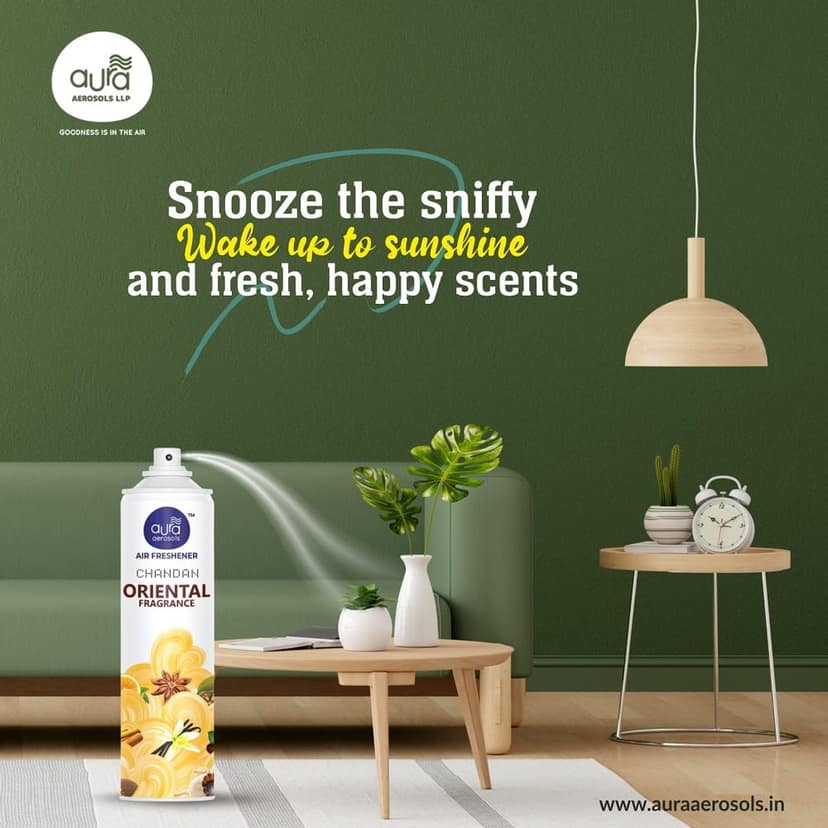 Aura Aerosols Air Freshener 300ml (Pack of 2) - Tube Rose & Chandan view 3