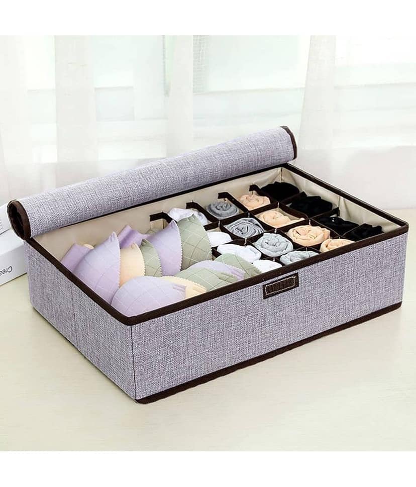 House of Quirk Innerwear Organizer 15+1 Compartment Non-Smell Non Woven Foldable Fabric Storage Box for Closet
