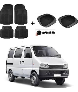 ARLOOK Car Rubber Foot Mat (Set Of 4) + Sunshades (Set Of 4) For Maruti Suzuki Eeco (All Models)