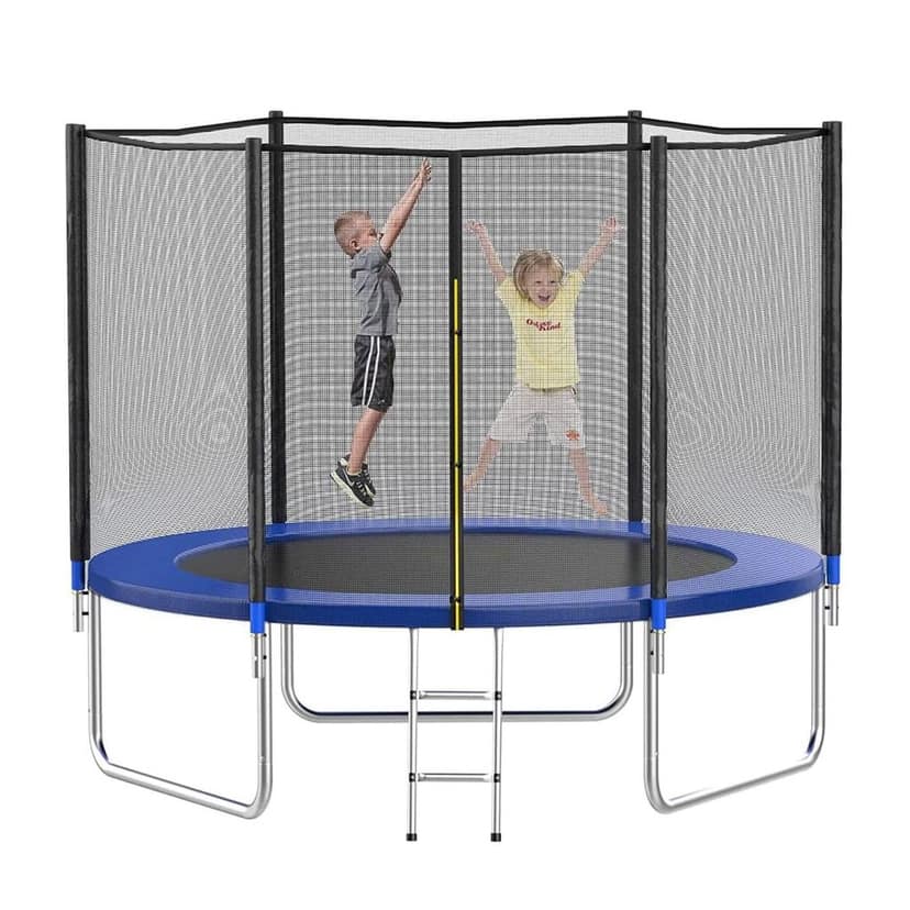 REZNOR 6-16 Feet Trampoline with Enclosure Safety Net & Jumping Pad for Children Kids & Adults Indoor/Outdoor Backyard Fitness Exercise Recreational Trampolines