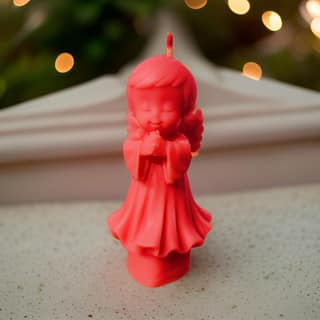 SS Enterprise Angel Candle, Romantic Night Home Decor, Set of 1, Red, Hand Painted, Christmas Ornament, Wedding Favor