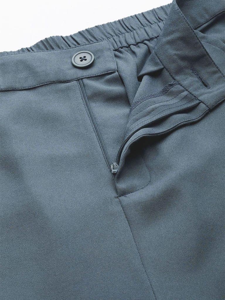 Rue Collection Women Blue Relaxed Loose Fit High-Rise Trousers view 5