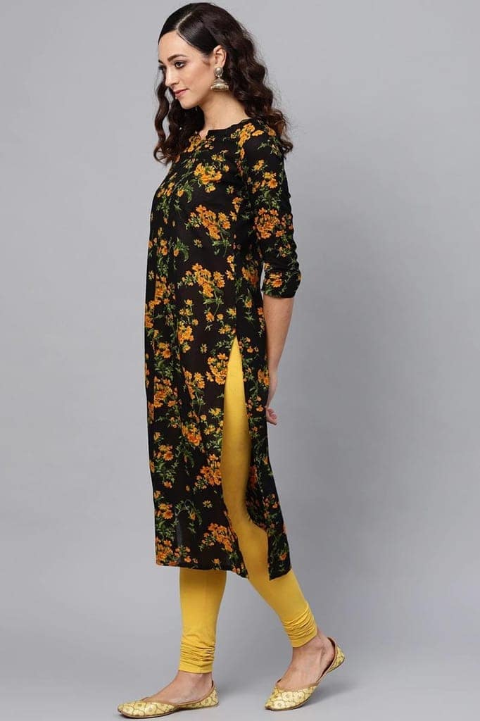 Regular Wear Cotton Blend Fabric Printed Black Color Simple Kurti VCK1193 view 2