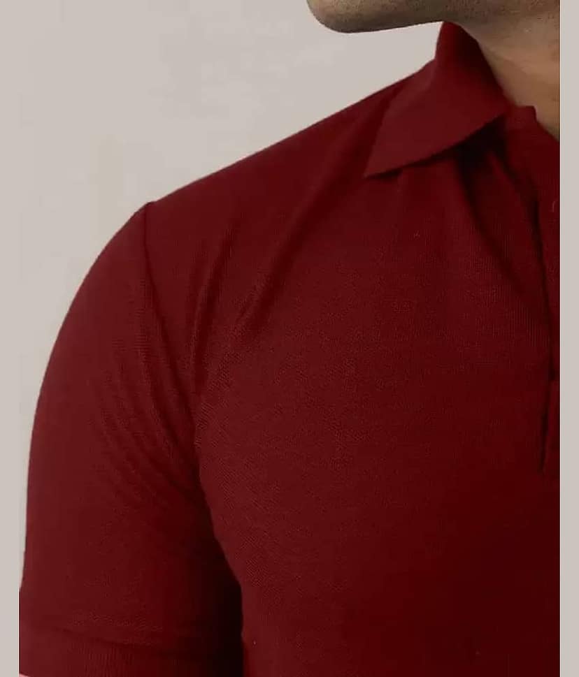 SKYRISE Pack of 1 Cotton Blend Slim Fit Solid Half Sleeves Men's Polo T Shirt ( Burgundy ) view 2