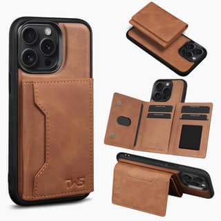 The Wallet Store Premium Leather iPhone Case Cover With Detachable Cardholder - Tan - iPhone 14 Pro