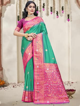 Teal Green Silk Saree