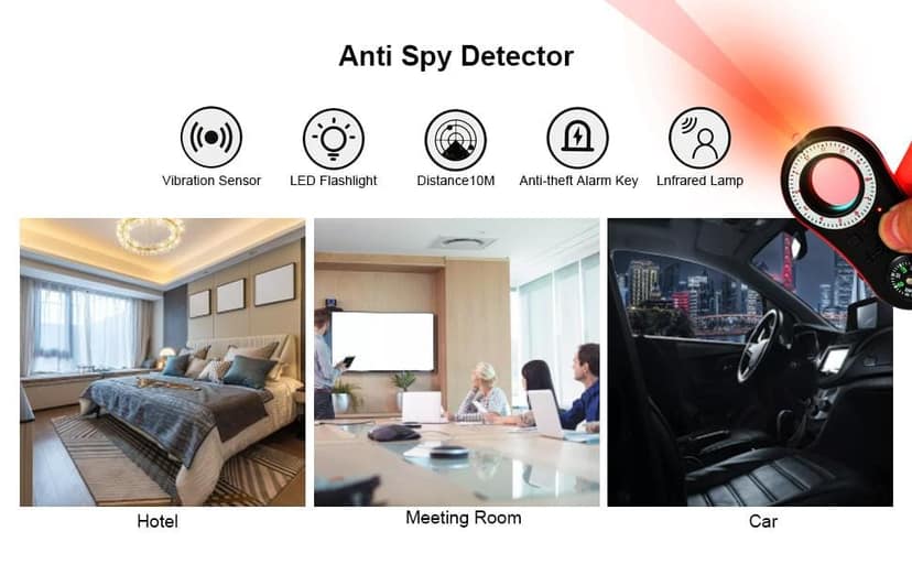 AUSHA Hidden Camera Detector | Infrared Lens Finder, Vibration Alarm & Flashlight | Privacy Protection Device view 3