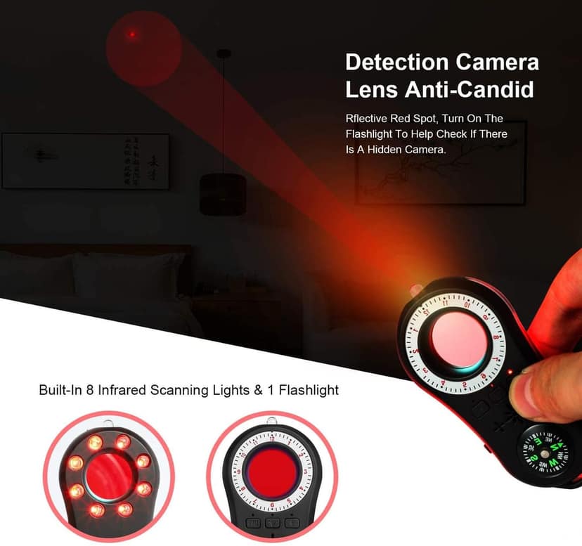 AUSHA Hidden Camera Detector | Infrared Lens Finder, Vibration Alarm & Flashlight | Privacy Protection Device view 4