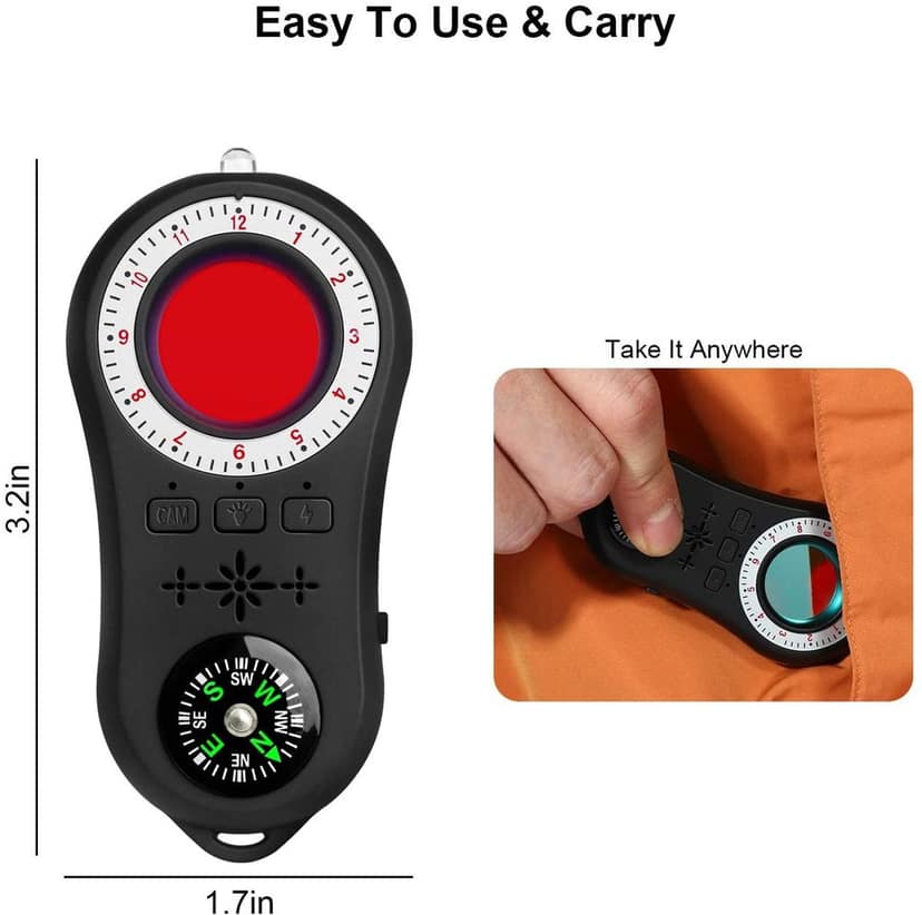 AUSHA Hidden Camera Detector | Infrared Lens Finder, Vibration Alarm & Flashlight | Privacy Protection Device view 6