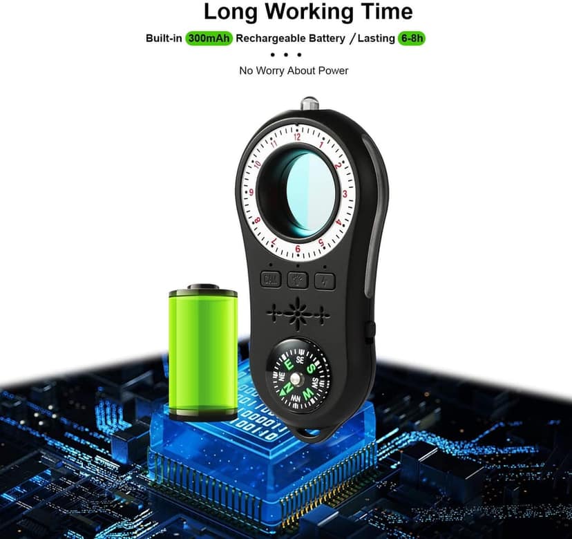 AUSHA Hidden Camera Detector | Infrared Lens Finder, Vibration Alarm & Flashlight | Privacy Protection Device view 7