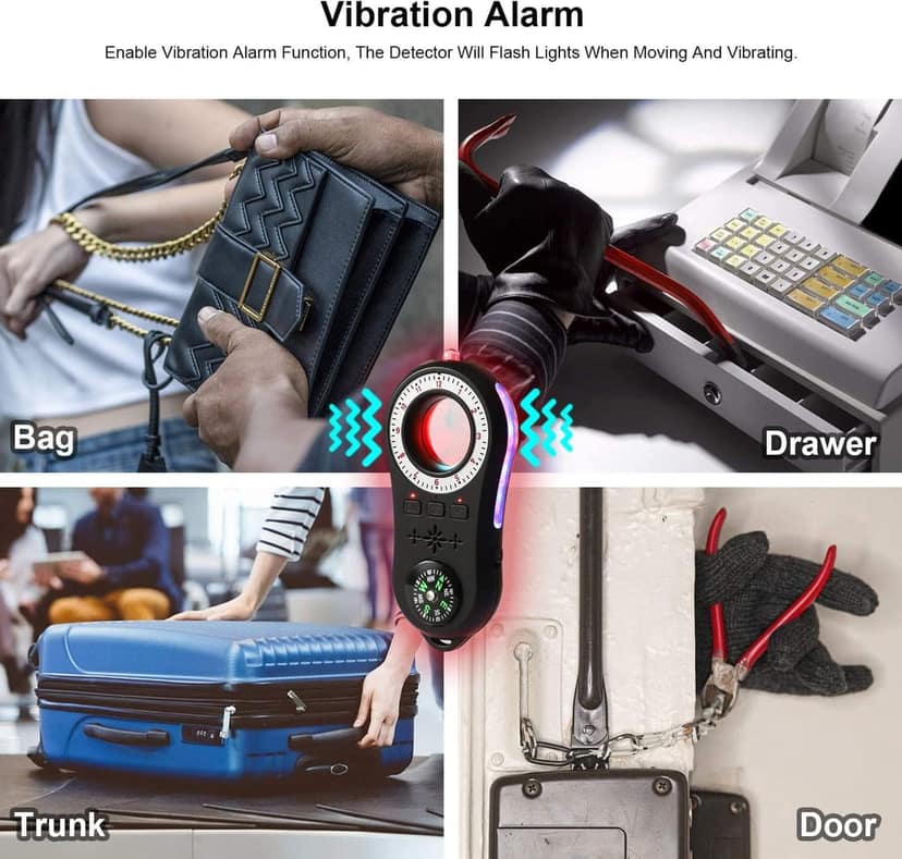 AUSHA Hidden Camera Detector | Infrared Lens Finder, Vibration Alarm & Flashlight | Privacy Protection Device view 9