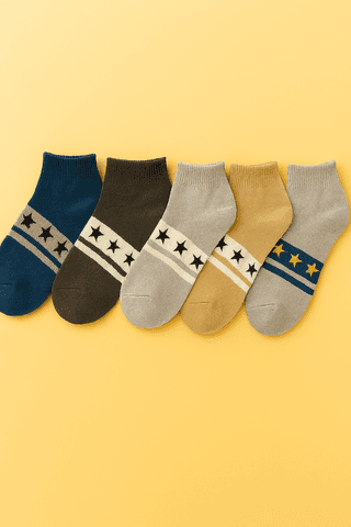 Pack Of 5 Patterned Ankle Length Socks