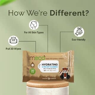 IMECO Ultra-soft Wet Wipes with Bamboo Pulp & Aloe Vera (30Pulls) view 2