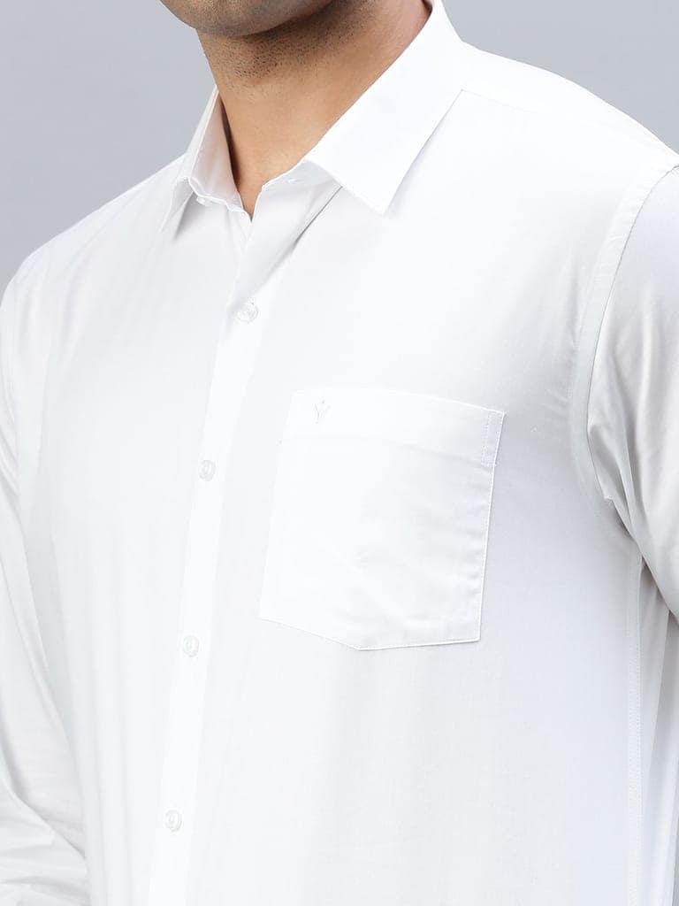 Mens 100% Cotton White Shirt Full Sleeves Cool Cotton view 4