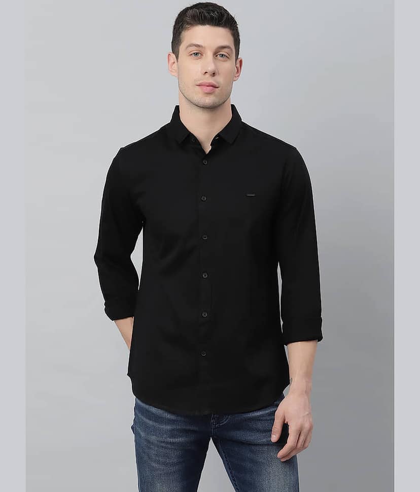 Dennis Lingo - Black 100% Cotton Slim Fit Men's Casual Shirt ( Pack of 1 )