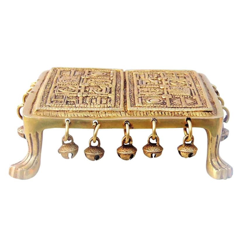 Brass Chowki for God Idol Statue - Premium Puja Base Stand, Length : 7 Inch (BSMAS1403 D) view 2