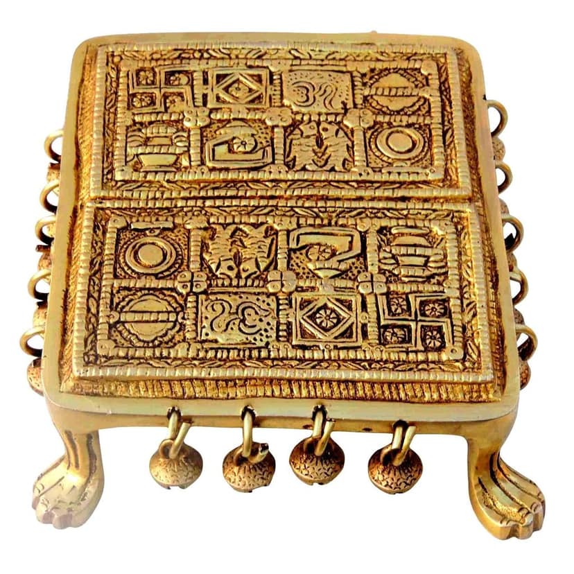 Brass Chowki for God Idol Statue - Premium Puja Base Stand, Length : 7 Inch (BSMAS1403 D) view 3