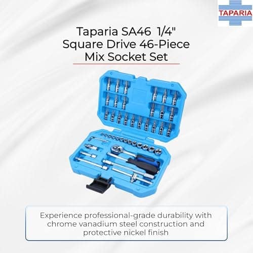 Taparia SA46 Socket Set, 1/4 Inch Drive, 46 Pieces | Chrome Vanadium Steel Sockets & Bits | Professional Mechanic & Home Tool Kit. Suited for Professionals, Workshops, Industries and DIY. view 3