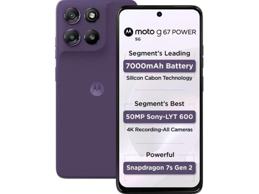 Motorola G67 Power 5G Smartphone, 8GB RAM, 128GB Storage - Pantone Parachute