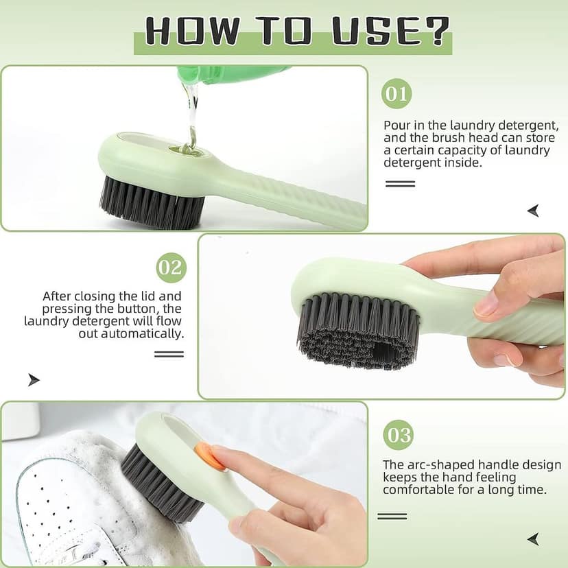 VIVA SMART Soap Dispensing Cleaning Brush with Handle Scrubbing Reusable Washing Shoe Brush for Shoes Clothes Cleaning view 2