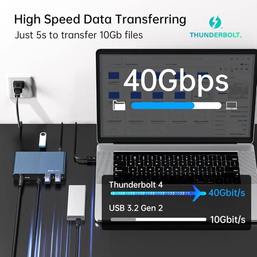 ACASIS 6 in 1 Thunderbolt 4 Mini Dock, Single 8K or Dual 4K60Hz Display,120W DC Charging, Works with Thunderbolt 4/3/USB4, for Hosts Laptop/PC/MacBook view 3