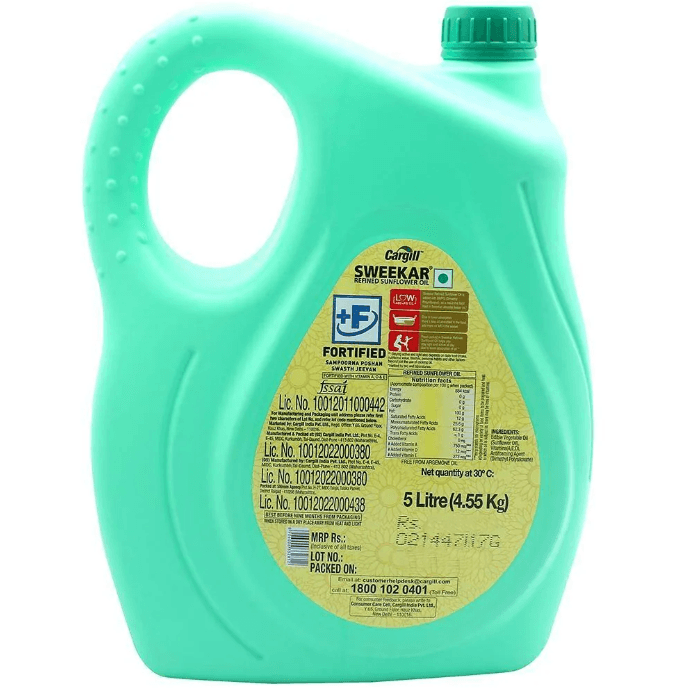 SWEEKAR REFINED SUNFLOWER OIL 5 L JAR view 2