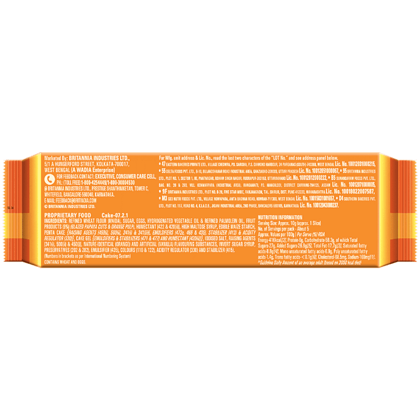 Britannia Gobbles Orange Bites Cake, 3X50 G Multipack view 2