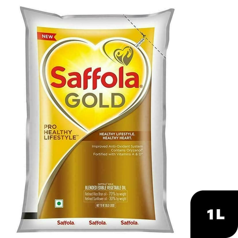 Saffola Gold Pro Healthy Lifestyle RiceBran Based Blended Oil 1 L view 2