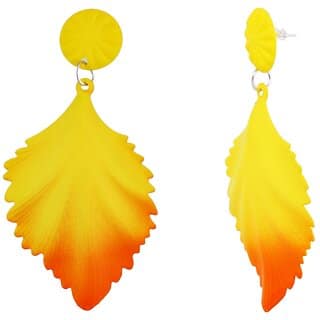 Lucky Jewellery Designer Yellow with Orange Color Leaf Design Dangle Earring For Girls & Women (125-CHEG-1204-OY) view 2