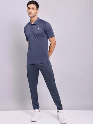TECHNOSPORT Men's Solid Slim Fit T-Shirt Spruce Navy