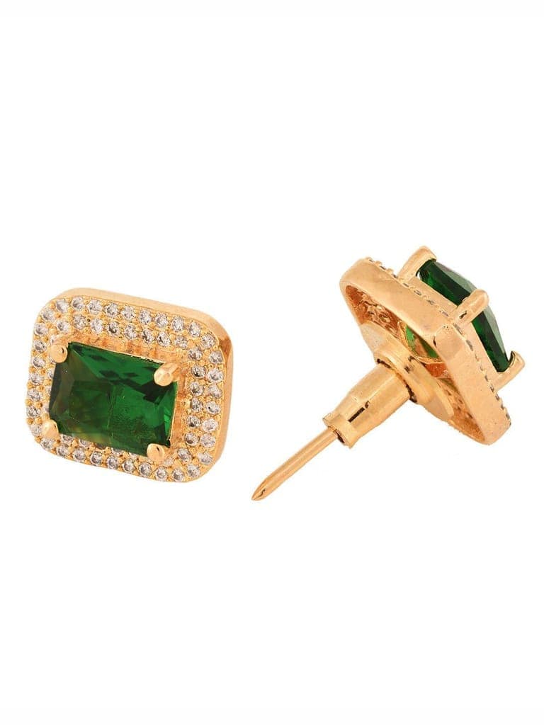 Gold Plated Green AD Studded Studs Earring view 4