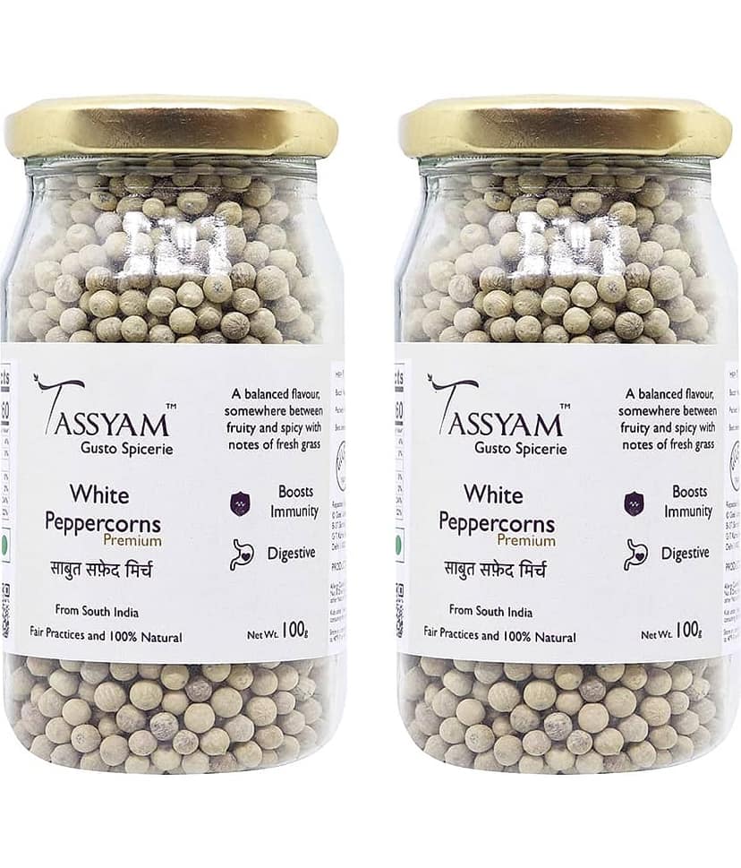 Tassyam White Peppercorns 200 gm Pack of 2