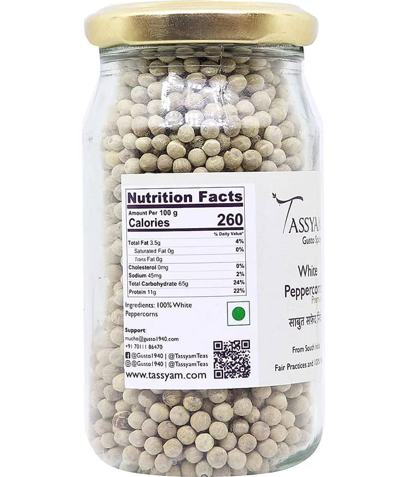 Tassyam White Peppercorns 200 gm Pack of 2 view 2