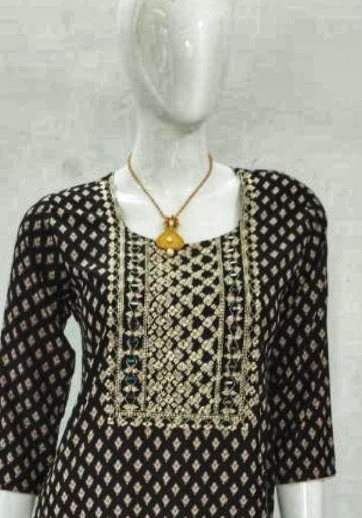 Women's Rayon Black Kurti view 3