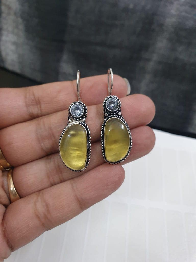 German Silver Oxidized Hoops Earrings view 2