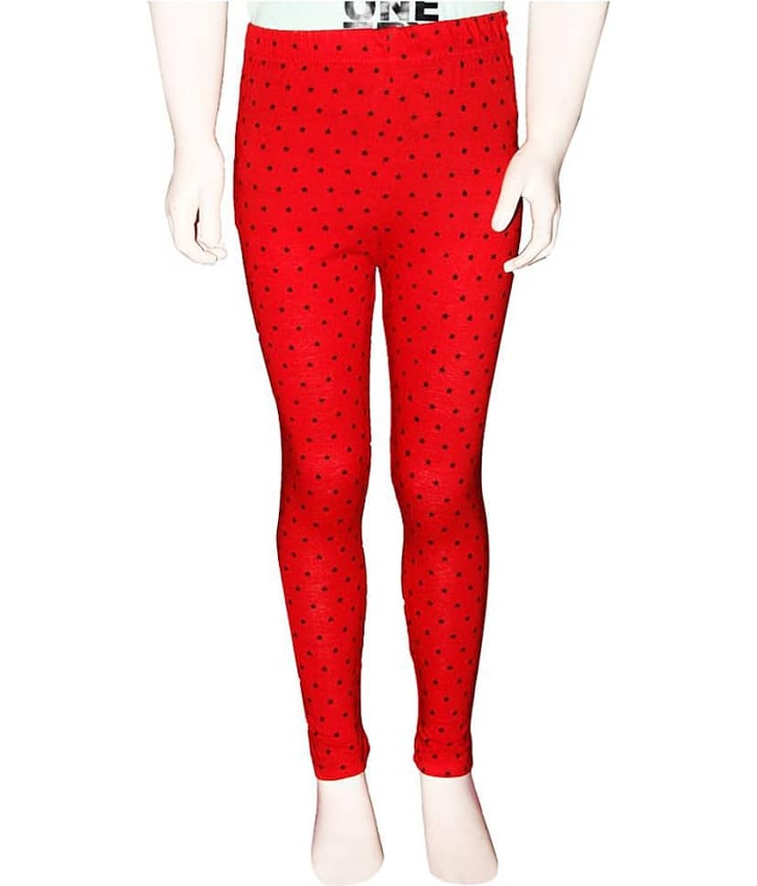 FnMe Pack of 3 Girls Cotton Leggings ( Blood Red ) view 2