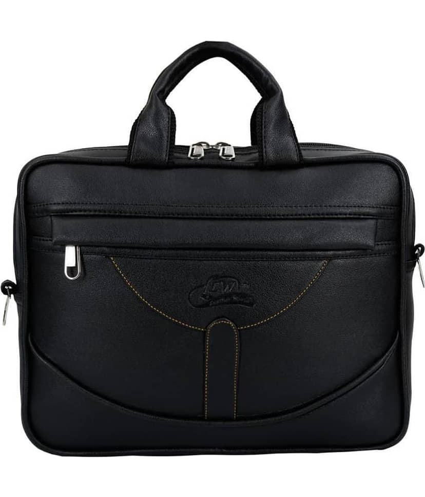 Leather World Black 16 Ltrs Office Laptop / Tablet Bag With String 12 Inch