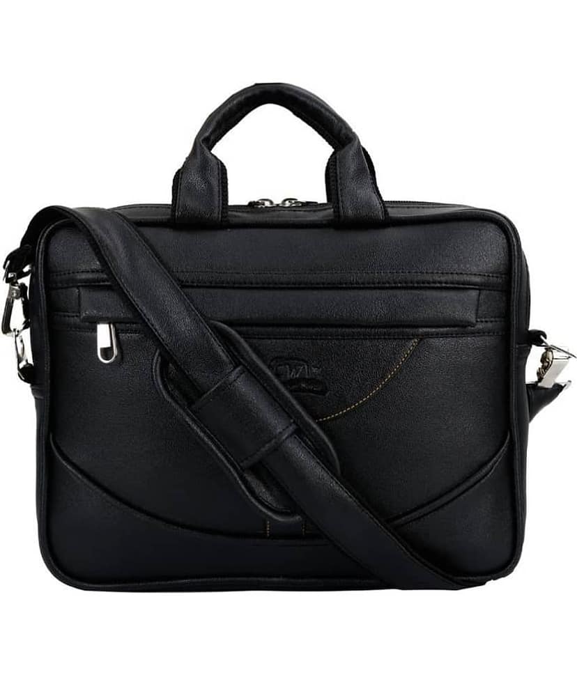 Leather World Black 16 Ltrs Office Laptop / Tablet Bag With String 12 Inch view 2
